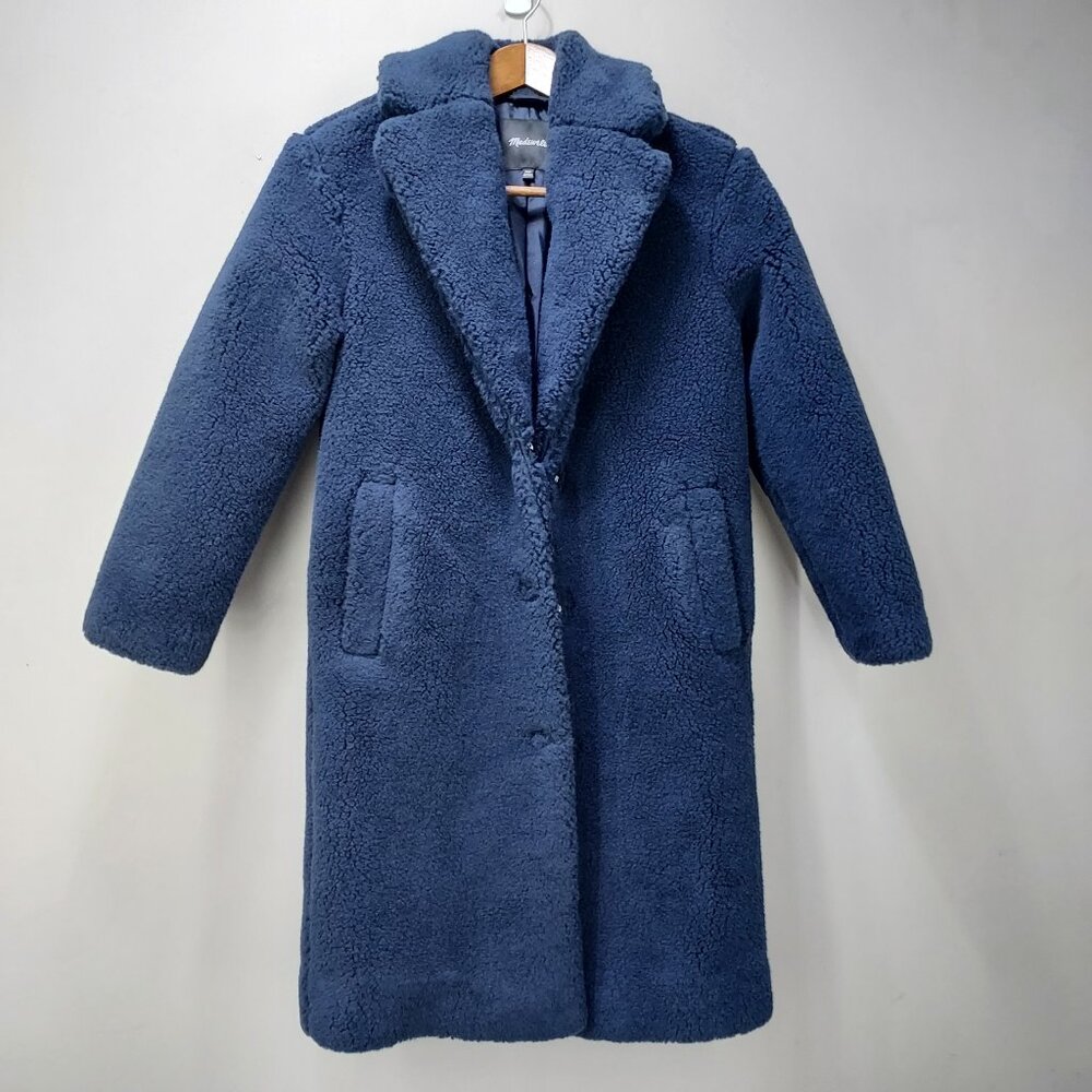 Madewell Snap Close Collared Sherpa Fuzzy Teddy Coat